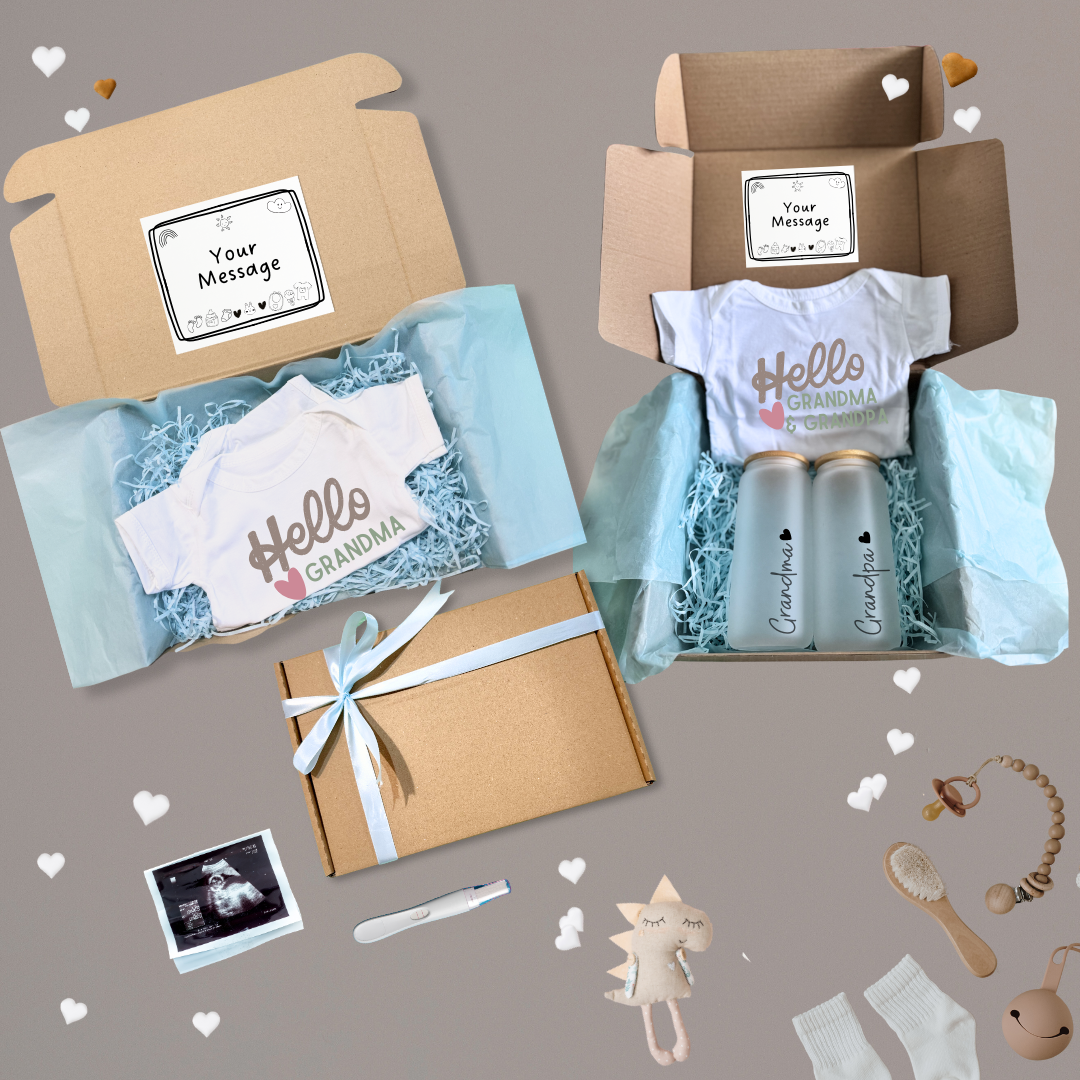 Customised Pregnancy Announcement Baby Surprise Onesies and Gift Box For Family - TinyPrints