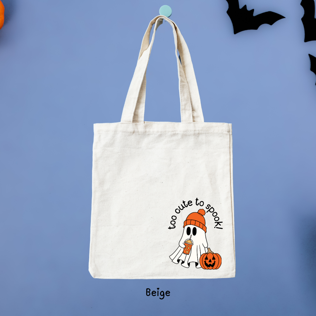 Too Cute To Spook Halloween Canvas Tote Bag TinyPrints