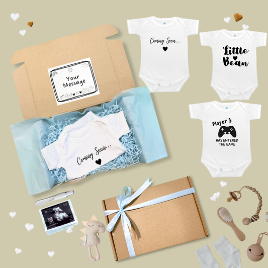 Pregnancy Announcement Baby Onesies and Surprise Gift Box For Family - TinyPrints