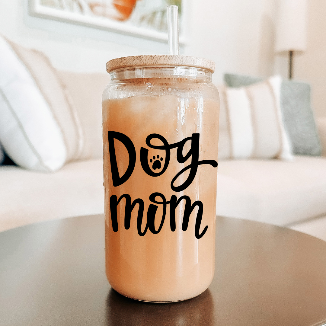 Glass Can "Dog Mom" - TinyPrints