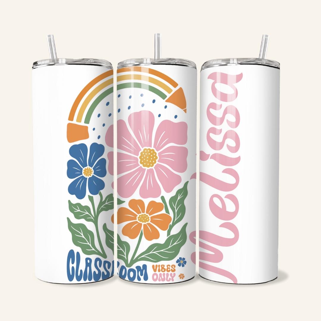 Personalised Teacher Tumbler - 20 oz Skinny Stainless Steel Insulated Tumbler - TinyPrints