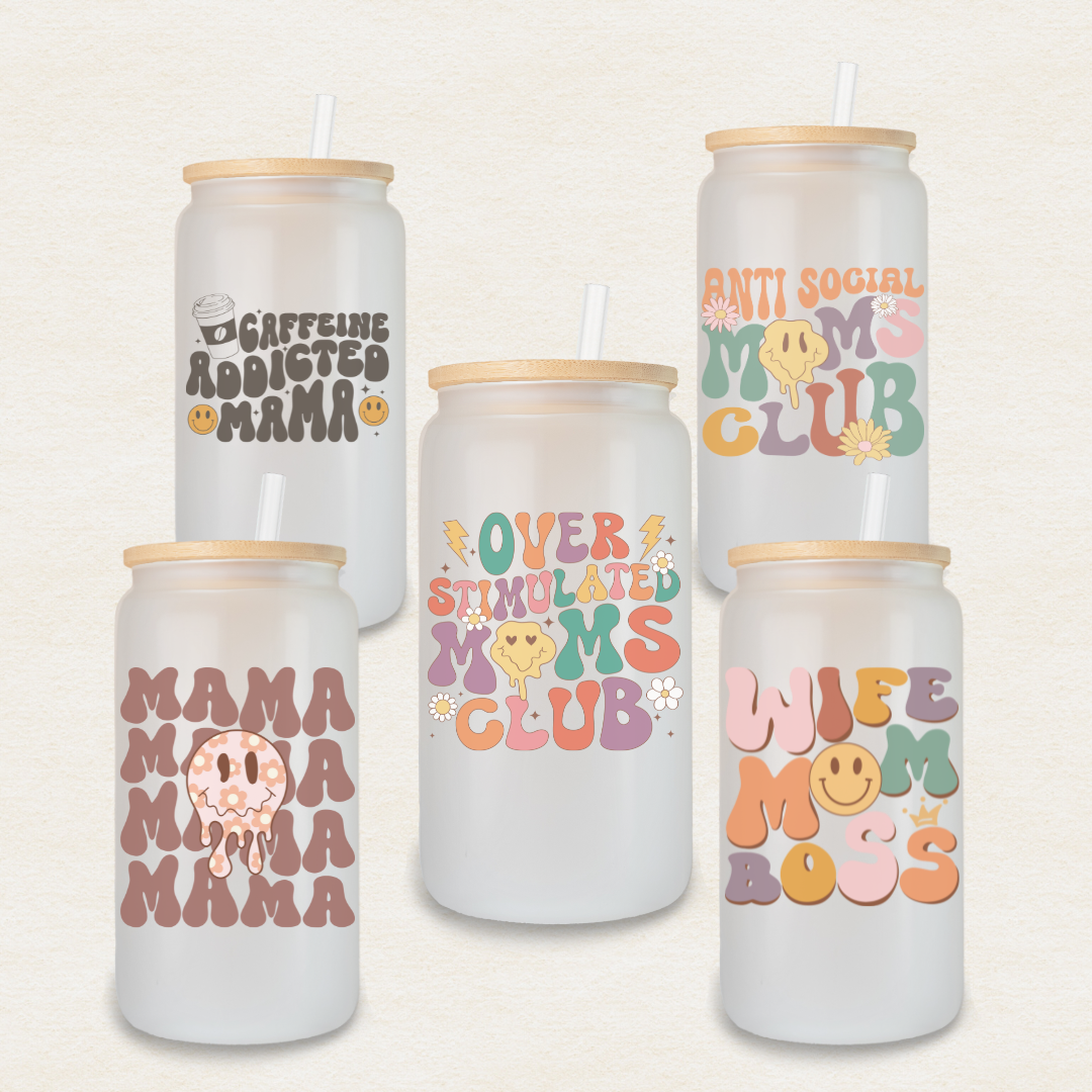 Mama Life – 20oz Frosted Glass Can - TinyPrints