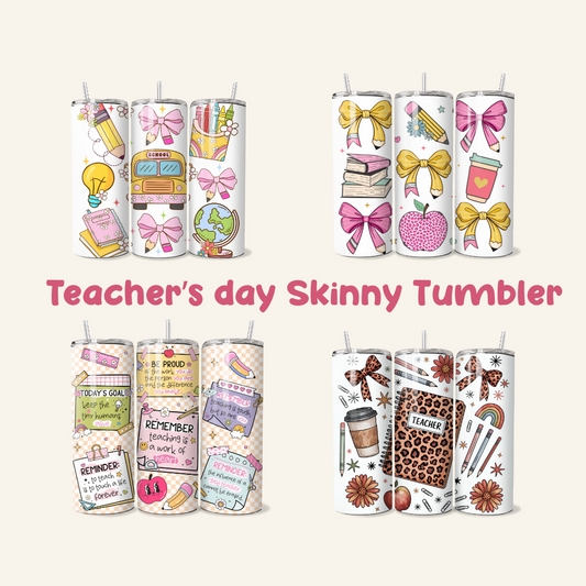 Teacher Tumbler - 20 oz Skinny Stainless Steel Insulated Tumbler