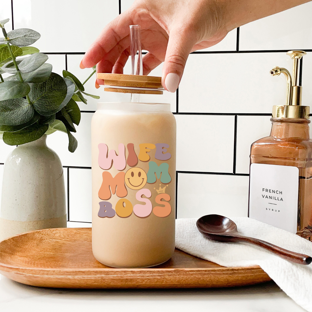 Mama Life – 20oz Frosted Glass Can - TinyPrints