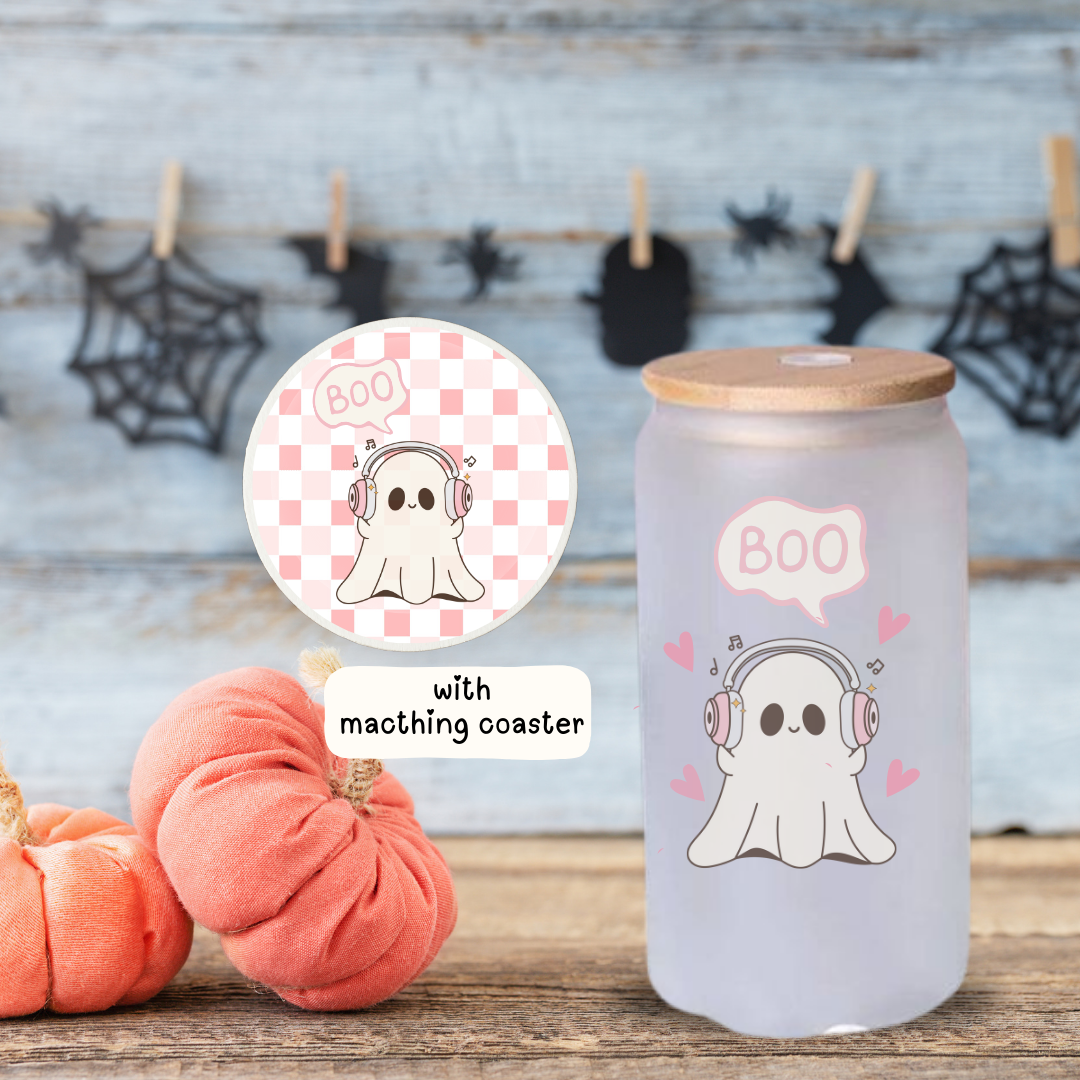 Halloween Frosted Glass Cans with Straw and Lid | 20 0z - TinyPrints
