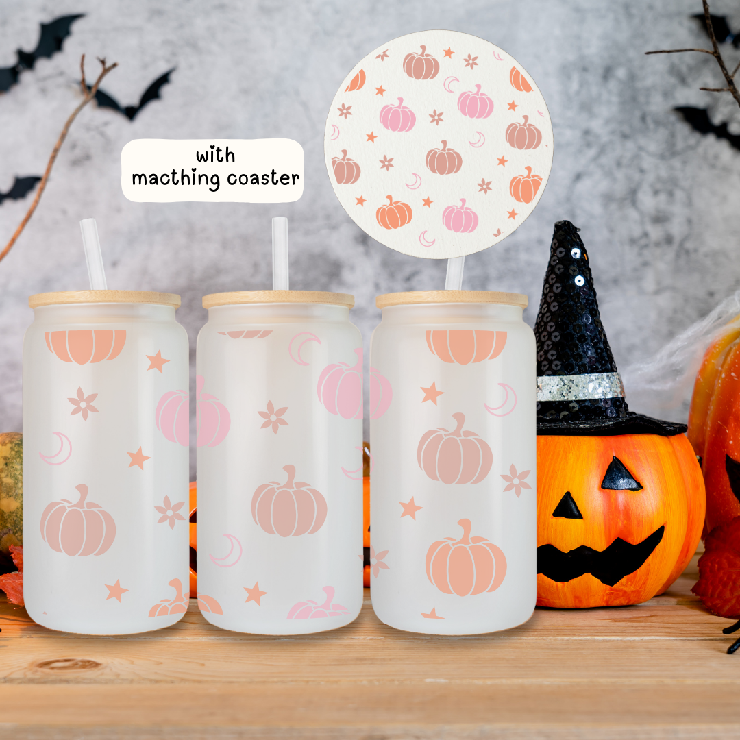 Halloween Frosted Glass Cans with Straw and Lid | 20 0z - TinyPrints