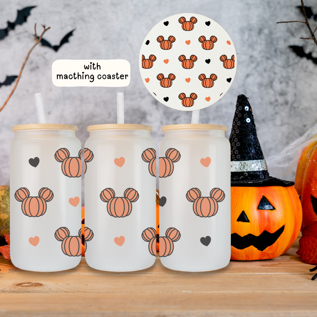 Halloween Frosted Glass Cans with Straw and Lid | 20 0z - TinyPrints