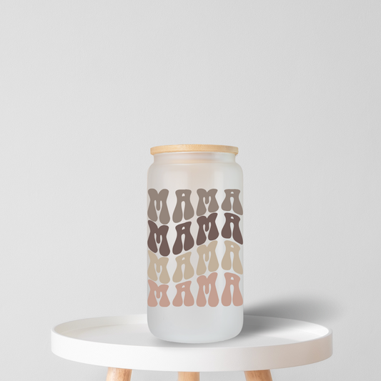 Mama Mama Mama Mama Frosted Glass Can - TinyPrints